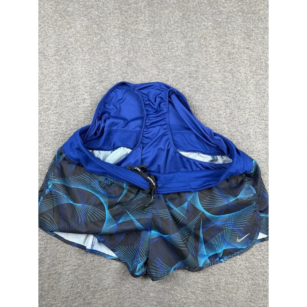 Nike‎ Flex Rival Running Shorts Women's XL Blue Abstract Print Lined Athletic